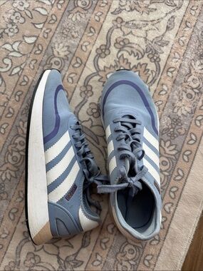 adidas Light Blue and White Retro Runner Sneakers